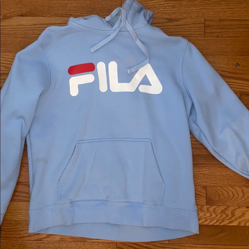 powder blue FILA sweatshirt